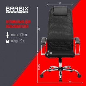 Кресло BRABIX PREMIUM "Ultimate EX-800" хром, плотная двойная сетка Х2, черное, 532911 в Добрянке - dobryanka.mebel24.online | фото 6