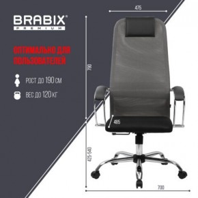 Кресло офисное BRABIX PREMIUM "Ultimate EX-800" хром, плотная двойная сетка Х2, черное/серое, 532912 в Добрянке - dobryanka.mebel24.online | фото 3