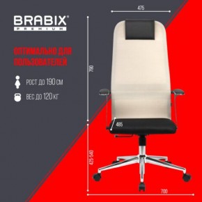 Кресло офисное BRABIX PREMIUM "Ultimate EX-801" хром, плотная двойная сетка Х2, черное/бежевое, 532919 в Добрянке - dobryanka.mebel24.online | фото 6