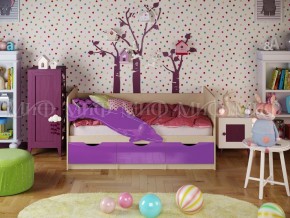 Кровать Дельфин-1 800*1600 (Фиолетовый металлик/дуб крафт белый) в Добрянке - dobryanka.mebel24.online | фото