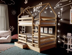 Кровать-домик двухъярусная 80*190 без покраски в Добрянке - dobryanka.mebel24.online | фото