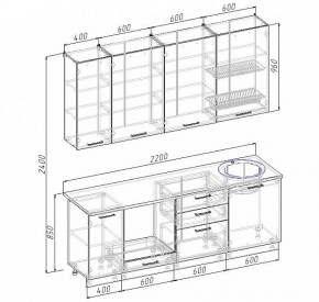 Кухонный гарнитур Антрацит 2200 (Стол. 26мм) в Добрянке - dobryanka.mebel24.online | фото 3