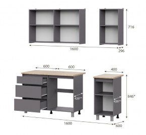 Кухонный гарнитур ДЕНВЕР (1600) Графит серый/Дуб Сонома в Добрянке - dobryanka.mebel24.online | фото 2