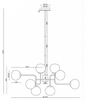 Люстра на штанге Maytoni Erich MOD221-PL-12-G в Добрянке - dobryanka.mebel24.online | фото 3