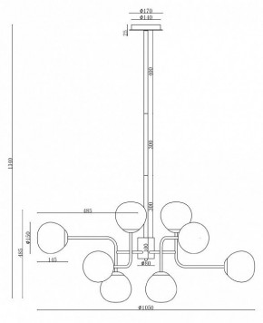 Люстра на штанге Maytoni Erich MOD221-PL-12-N в Добрянке - dobryanka.mebel24.online | фото 3