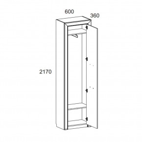 Шкаф 1DW, OLIVIA, цвет вудлайн крем/дуб анкона в Добрянке - dobryanka.mebel24.online | фото 2