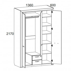 Шкаф 3D2S Z, OLIVIA, цвет вудлайн крем/дуб анкона в Добрянке - dobryanka.mebel24.online | фото