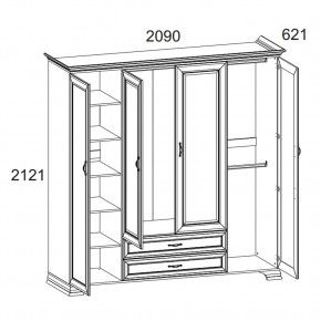 Шкаф 4D2S Z, TIFFANY, цвет вудлайн кремовый в Добрянке - dobryanka.mebel24.online | фото 1