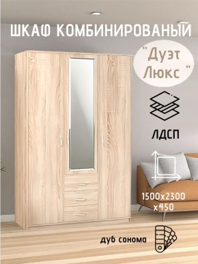 Шкаф комбинированный Дуэт Люкс с зеркалом в Добрянке - dobryanka.mebel24.online | фото 1