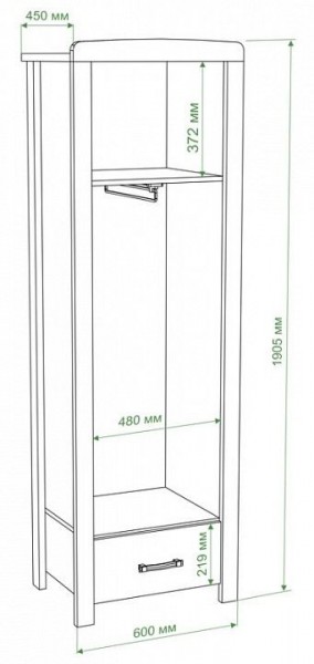 Шкаф платяной Бартоло Ш1Д в Добрянке - dobryanka.mebel24.online | фото 2