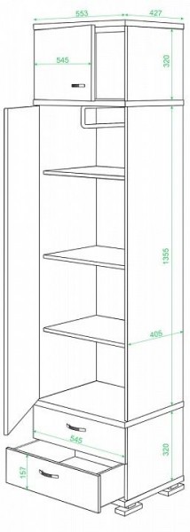 Шкаф платяной Домино КС-10 в Добрянке - dobryanka.mebel24.online | фото 2