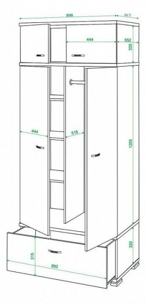 Шкаф платяной Домино КС-20 в Добрянке - dobryanka.mebel24.online | фото 3