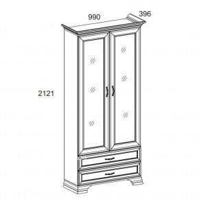 Шкаф с витриной 2V2S, TIFFANY, цвет вудлайн кремовый в Добрянке - dobryanka.mebel24.online | фото