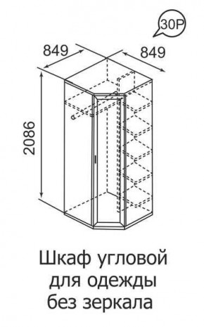 Шкаф угловой для одежды Ника-Люкс 30 без зеркал в Добрянке - dobryanka.mebel24.online | фото 3