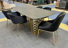 Стол CHIAVARI 220 KL-116 Черный мрамор матовый, итальянская керамика / бронзовый, ®DISAUR в Добрянке - dobryanka.mebel24.online | фото 2