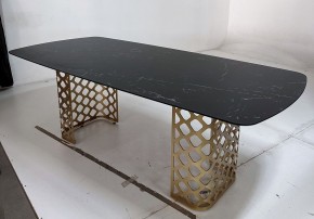 Стол CHIAVARI 220 KL-116 Черный мрамор матовый, итальянская керамика / бронзовый, ®DISAUR в Добрянке - dobryanka.mebel24.online | фото 4