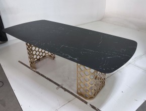 Стол CHIAVARI 220 KL-116 Черный мрамор матовый, итальянская керамика / бронзовый, ®DISAUR в Добрянке - dobryanka.mebel24.online | фото 6
