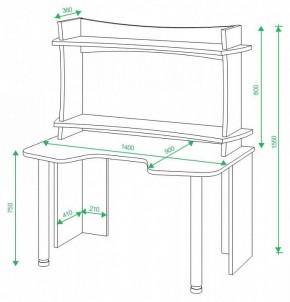 Стол компьютерный Домино lite СКЛ-Игр140 в Добрянке - dobryanka.mebel24.online | фото 2