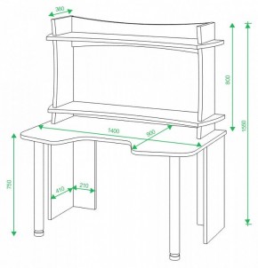 Стол компьютерный Домино Lite СКЛ-Игр140+НКИЛ140ВЛ в Добрянке - dobryanka.mebel24.online | фото 3