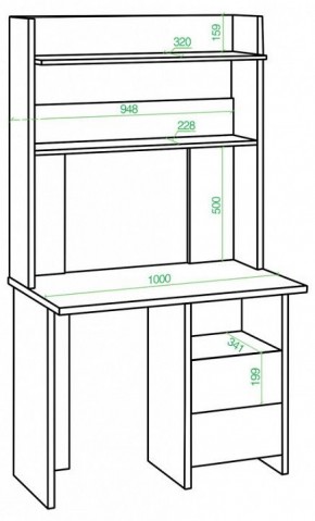 Стол компьютерный Домино Lite СКЛ-Прям100Р+НКЛХ-100 в Добрянке - dobryanka.mebel24.online | фото 2