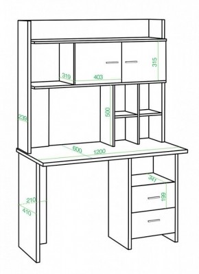 Стол компьютерный Домино Lite СКЛ-Прям120+НКЛХ-120 в Добрянке - dobryanka.mebel24.online | фото 2