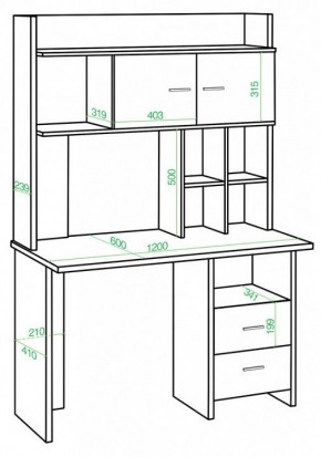 Стол компьютерный Домино Lite СКЛ-Прям120Р+НКЛХ-120 в Добрянке - dobryanka.mebel24.online | фото 2