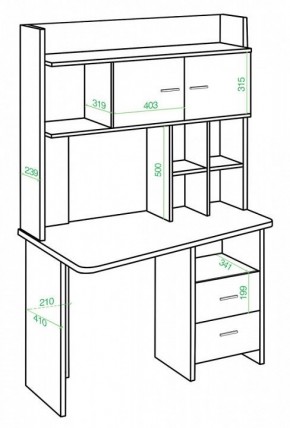 Стол компьютерный Домино Lite СКЛ-Трап120+НКЛХ-120 К ПРАВ в Добрянке - dobryanka.mebel24.online | фото 2