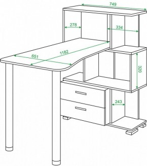 Стол компьютерный Домино СЛ-5-3СТ-2+БЯ в Добрянке - dobryanka.mebel24.online | фото 2