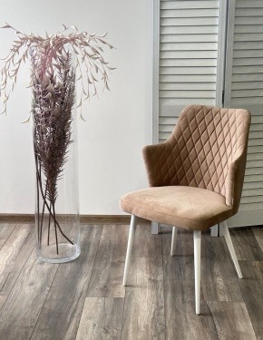 Стул HERMAN 360 град. БЕЖЕВЫЙ #5, велюр / белый каркас М-City в Добрянке - dobryanka.mebel24.online | фото 3