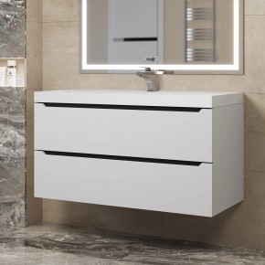 Тумба под раковину Uperwood Tanos 100 см, подвесная, белая/графит в Добрянке - dobryanka.mebel24.online | фото