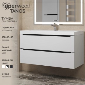 Тумба под раковину Uperwood Tanos 100 см, подвесная, белая/графит в Добрянке - dobryanka.mebel24.online | фото 3