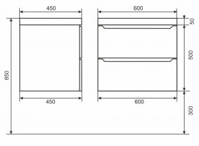 Тумба под раковину Uperwood Tanos 60 см, подвесная, белая/графит в Добрянке - dobryanka.mebel24.online | фото 6