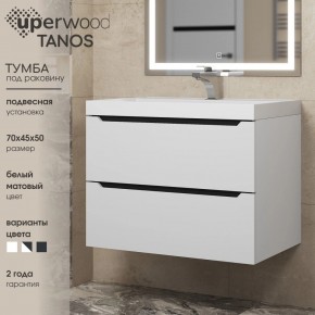 Тумба под раковину Uperwood Tanos 70 см, подвесная, белая/графит в Добрянке - dobryanka.mebel24.online | фото 3