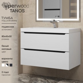 Тумба под раковину Uperwood Tanos 80 см, подвесная, белая/графит в Добрянке - dobryanka.mebel24.online | фото 3
