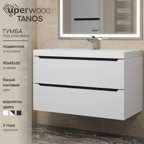 Тумба под раковину Uperwood Tanos 90 см, подвесная, белая/графит в Добрянке - dobryanka.mebel24.online | фото 3