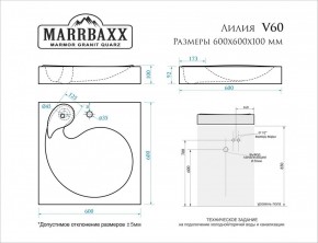 Умывальник над стиральной машиной (600*600х100) Лилия V60 (белый) с кронштейном без сифона (V60) в Добрянке - dobryanka.mebel24.online | фото 2